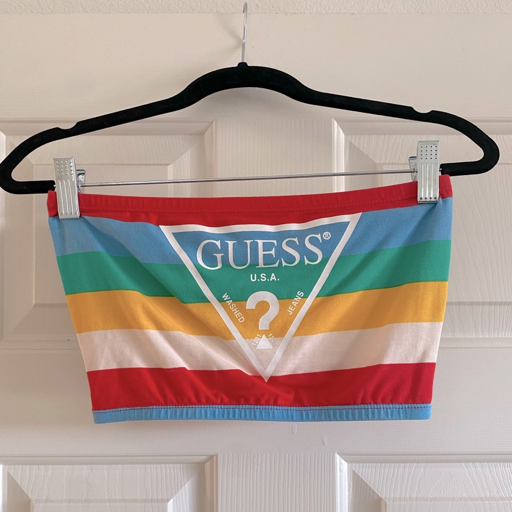 GUESS - XS multicolor logo crop top